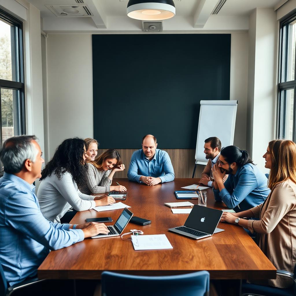 Team collaborating around a table